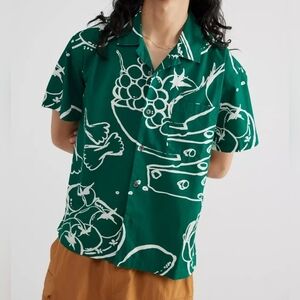 OBEY Urban Outfitters Exclusive Still Life Woven Short Sleeve Shirt, Green, L